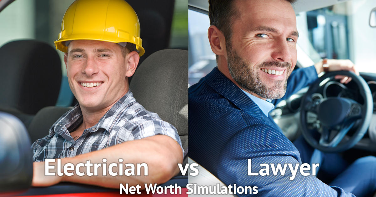 Being a Lawyer vs Being an Electrician: Net Worth Simulations