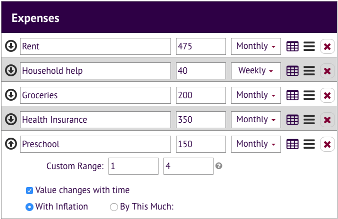 expenses for FIRE simulation