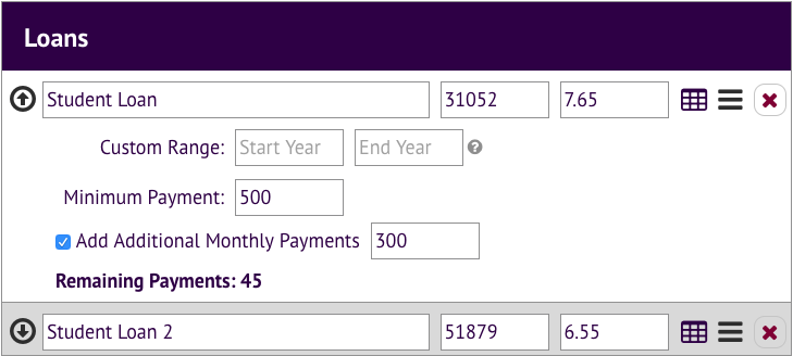 loan simulation with additional monthly payment